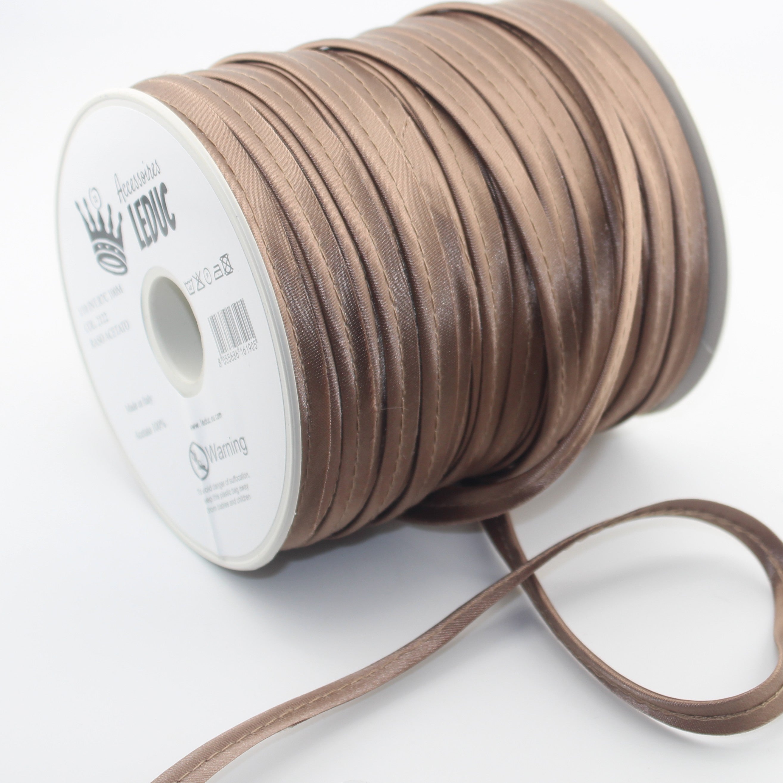 Passepoil en satin, rouleau de 100 m, 10 mm