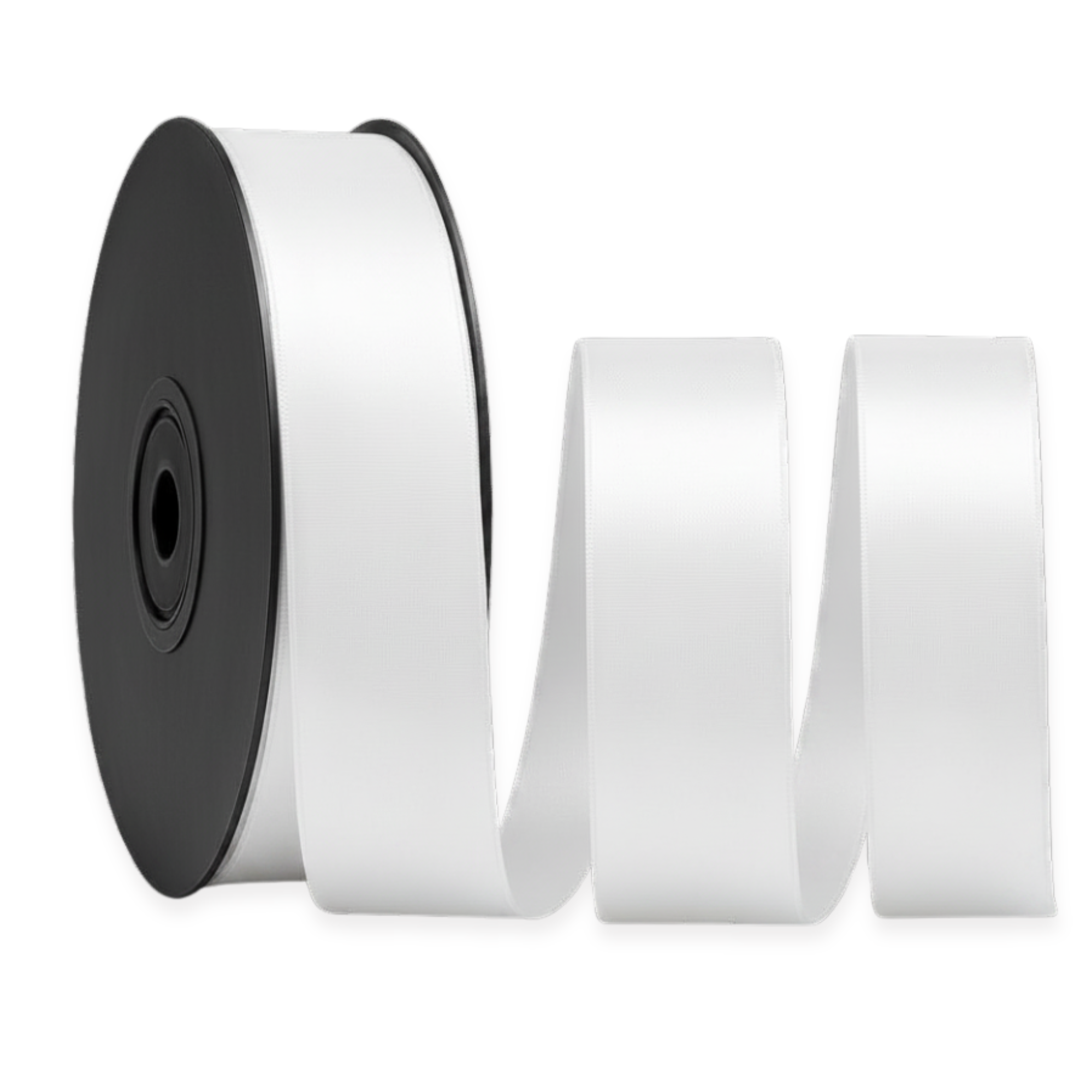 Deluxe-Satinbandrolle, beidseitig verwendbar, 25 m – Breiten 3–63 mm – Oeko-Tex Standard 100