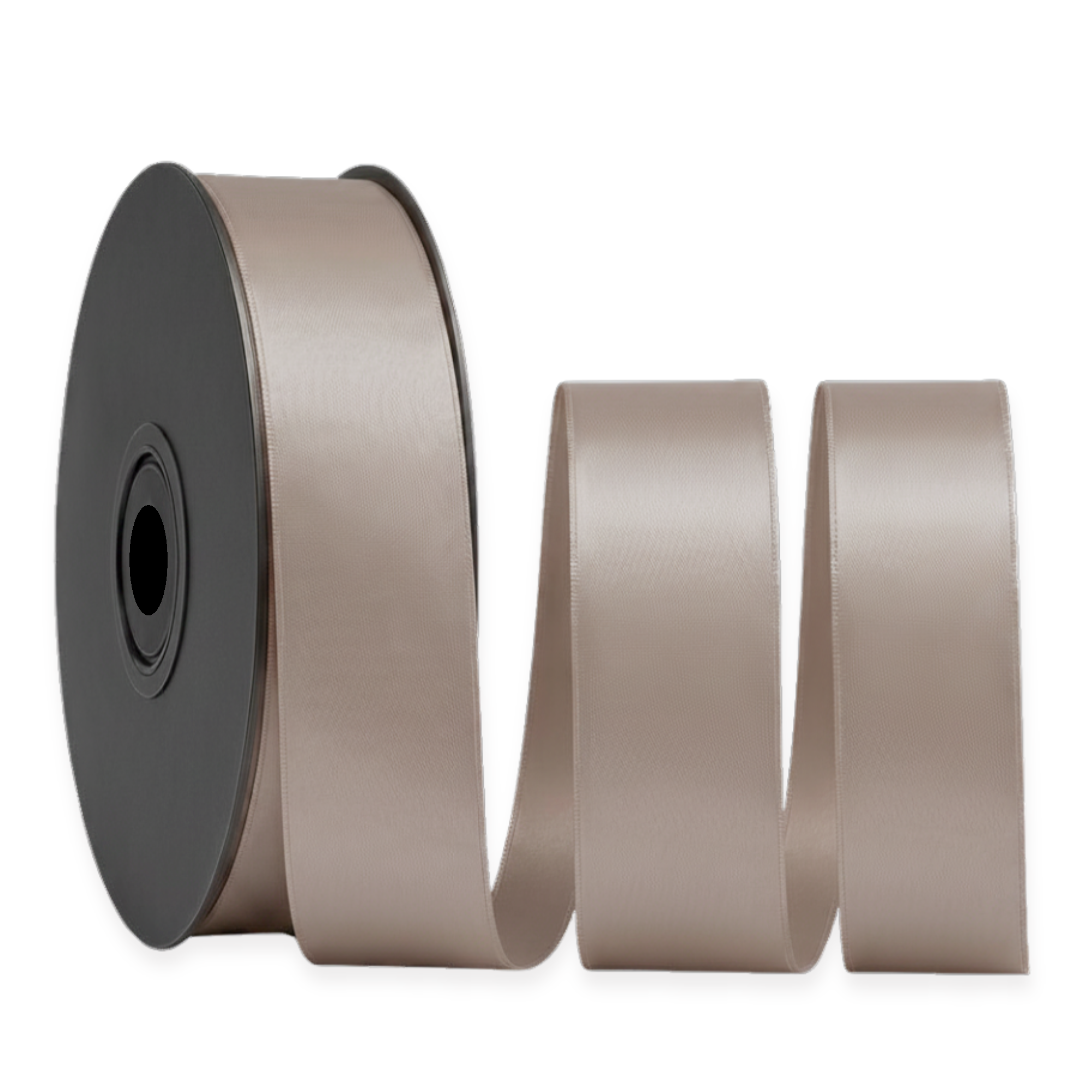 Deluxe-Satinbandrolle, beidseitig verwendbar, 25 m – Breiten 3–63 mm – Oeko-Tex Standard 100