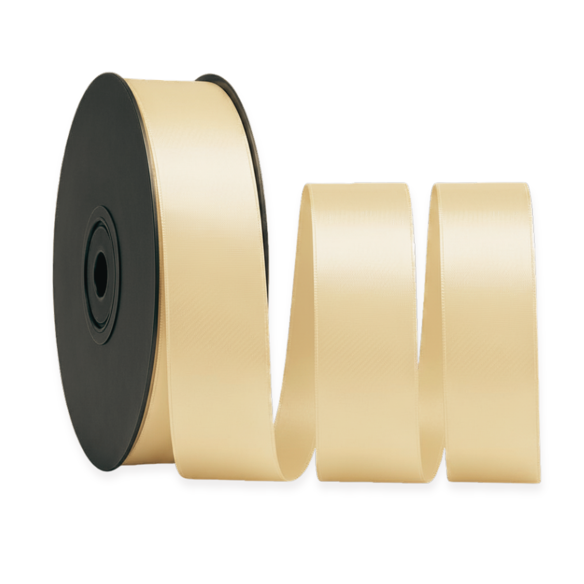 Deluxe-Satinbandrolle, beidseitig verwendbar, 25 m – Breiten 3–63 mm – Oeko-Tex Standard 100