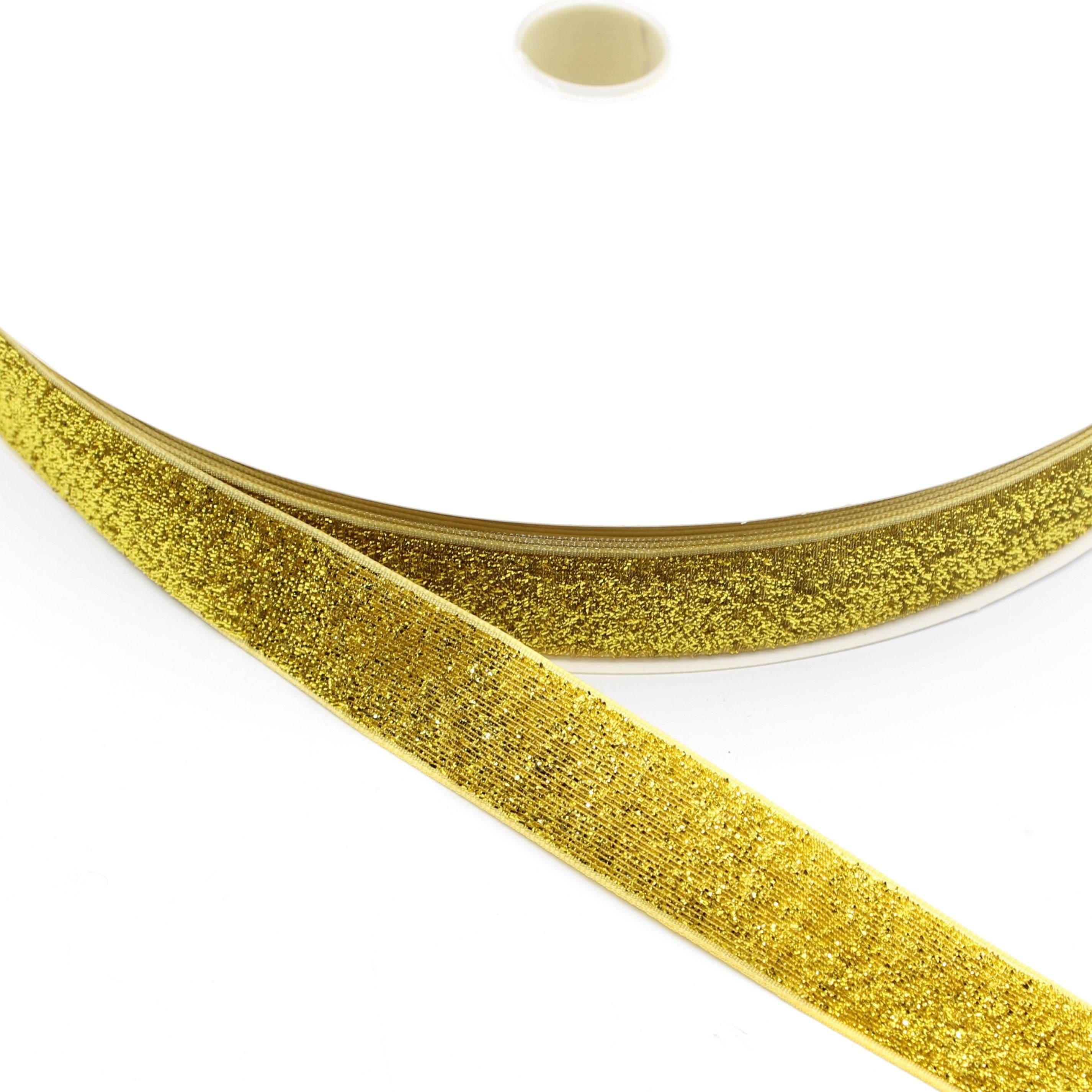 5 Meters 10 / 15 / 25mm Glitter Lurex Velvet Ribbons #VEL1502 - ACCESSOIRES LEDUC BV
