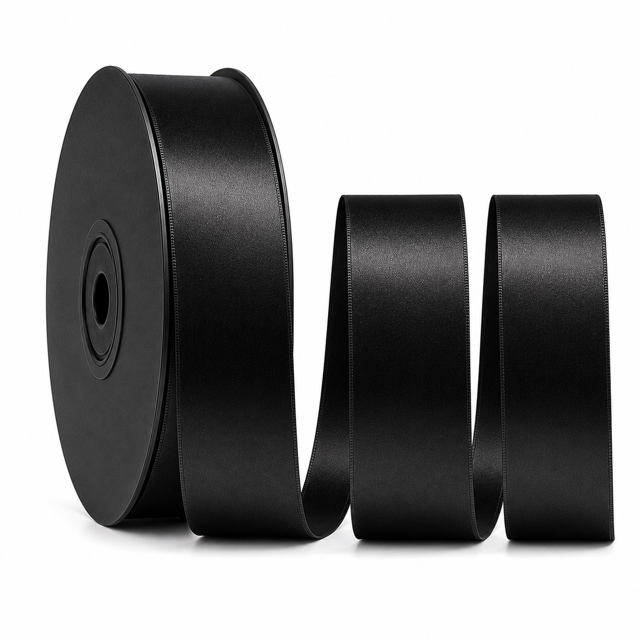 Deluxe-Satinbandrolle, beidseitig verwendbar, 25 m – Breiten 3–63 mm – Oeko-Tex Standard 100