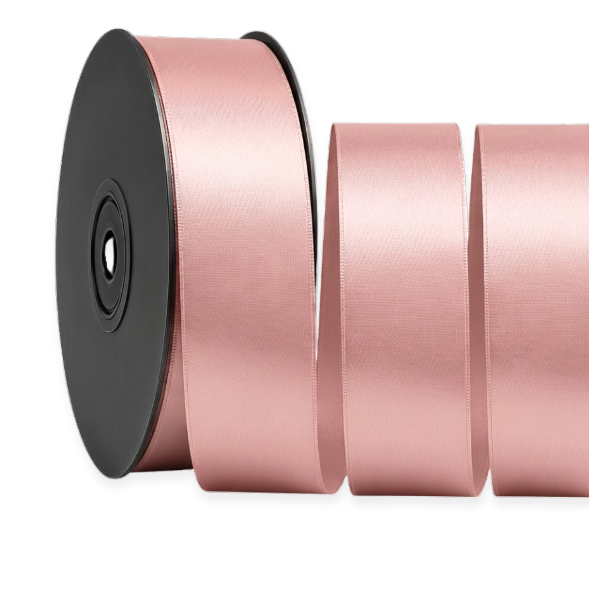 Deluxe-Satinbandrolle, beidseitig verwendbar, 25 m – Breiten 3–63 mm – Oeko-Tex Standard 100