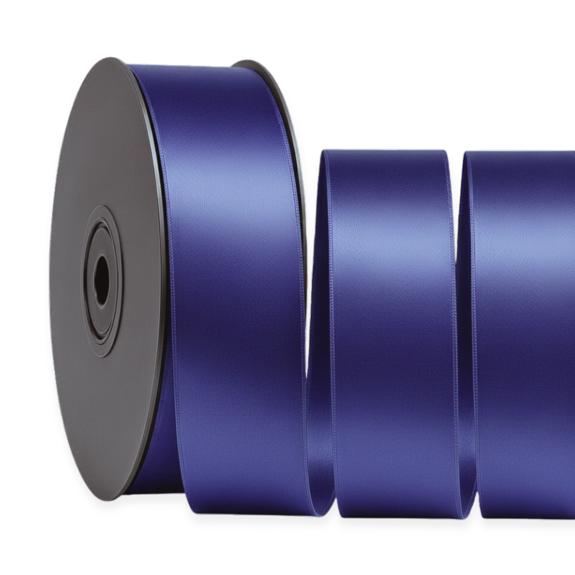 Deluxe-Satinbandrolle, beidseitig verwendbar, 25 m – Breiten 3–63 mm – Oeko-Tex Standard 100