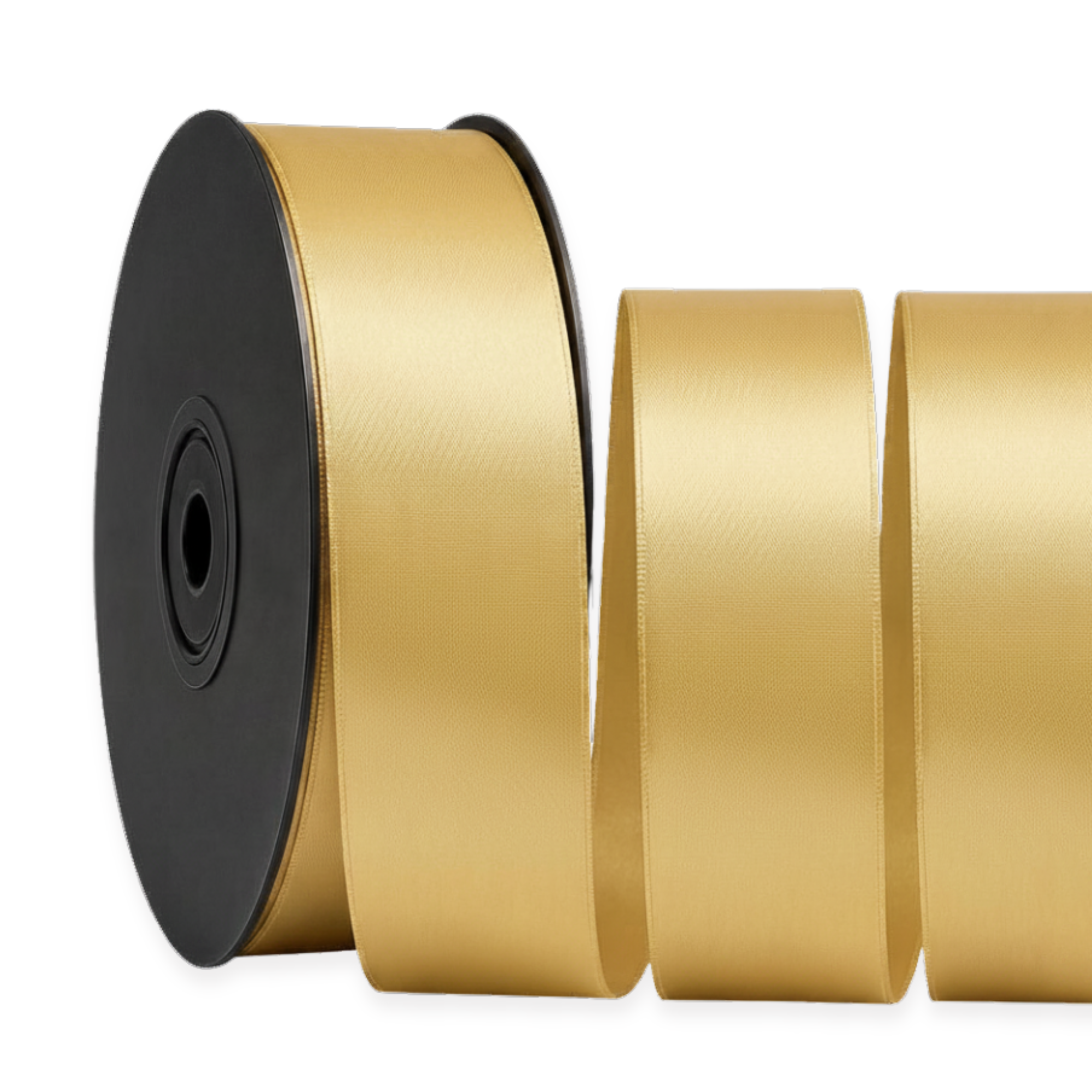 Deluxe-Satinbandrolle, beidseitig verwendbar, 25 m – Breiten 3–63 mm – Oeko-Tex Standard 100