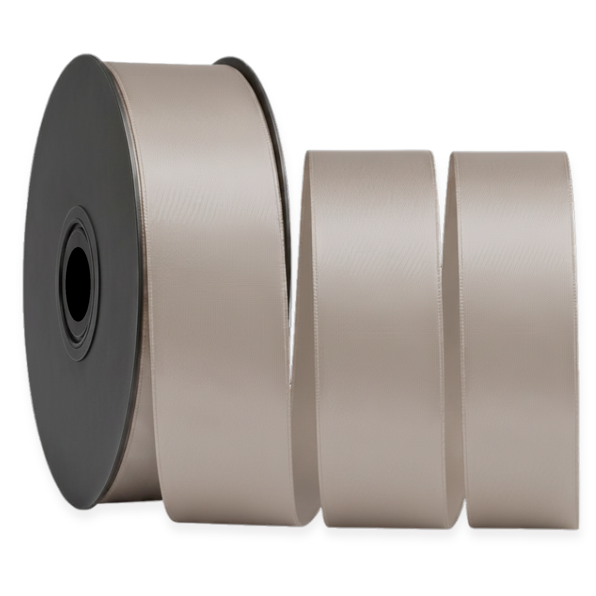 Deluxe-Satinbandrolle, beidseitig verwendbar, 25 m – Breiten 3–63 mm – Oeko-Tex Standard 100
