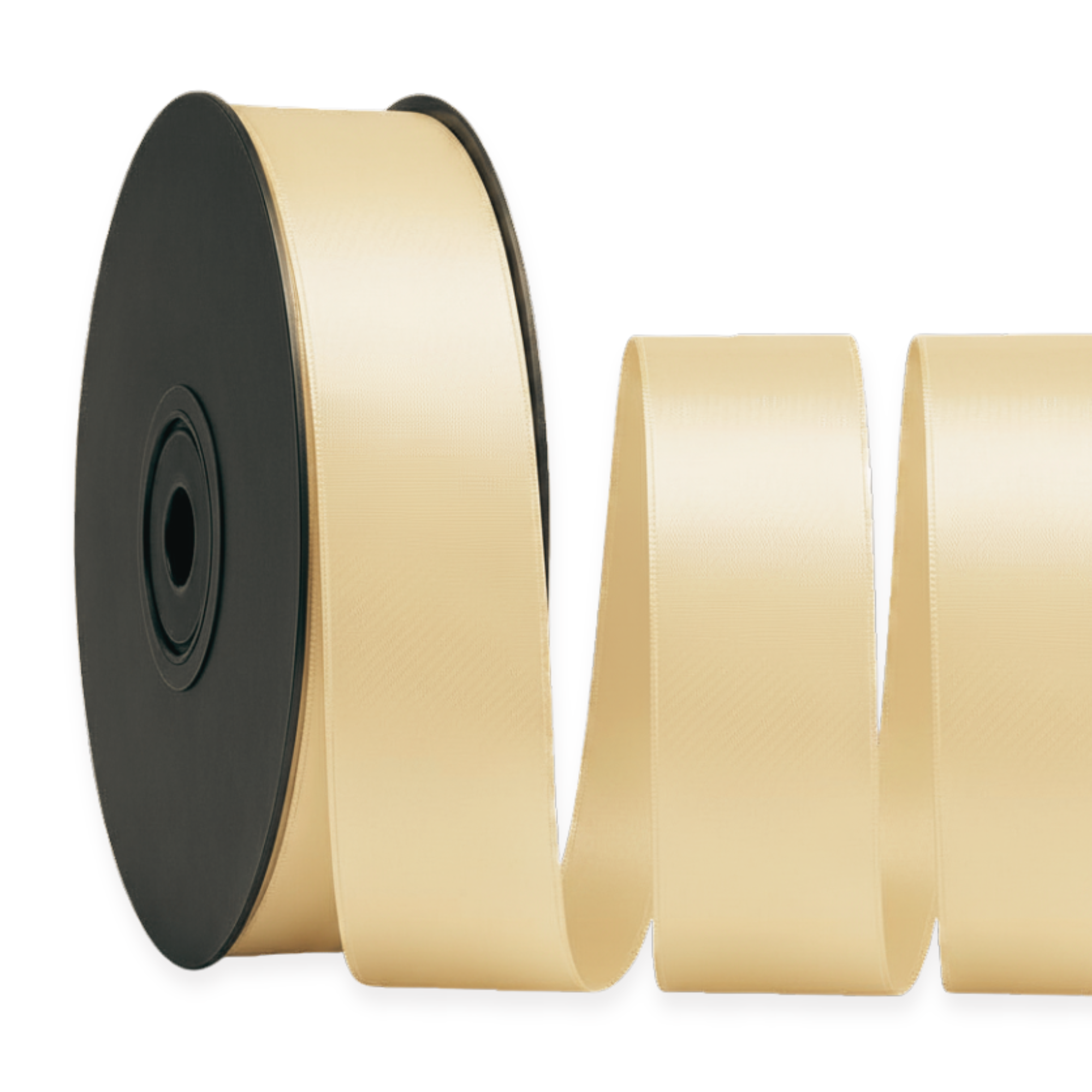 Deluxe-Satinbandrolle, beidseitig verwendbar, 25 m – Breiten 3–63 mm – Oeko-Tex Standard 100