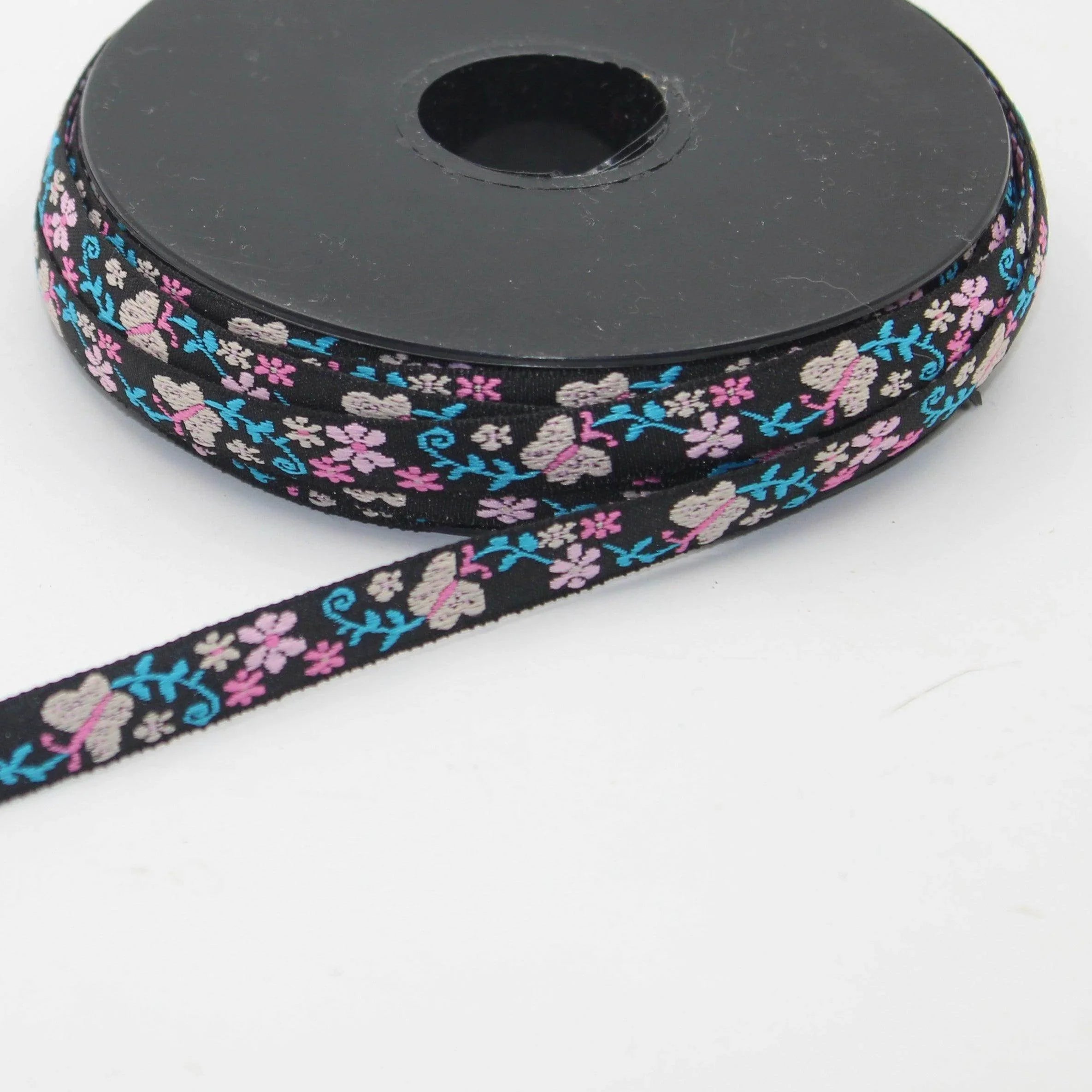 10 meters 10mm Floral Jacquard Braid with Butterflies #JAC4694 - ACCESSOIRES LEDUC BV