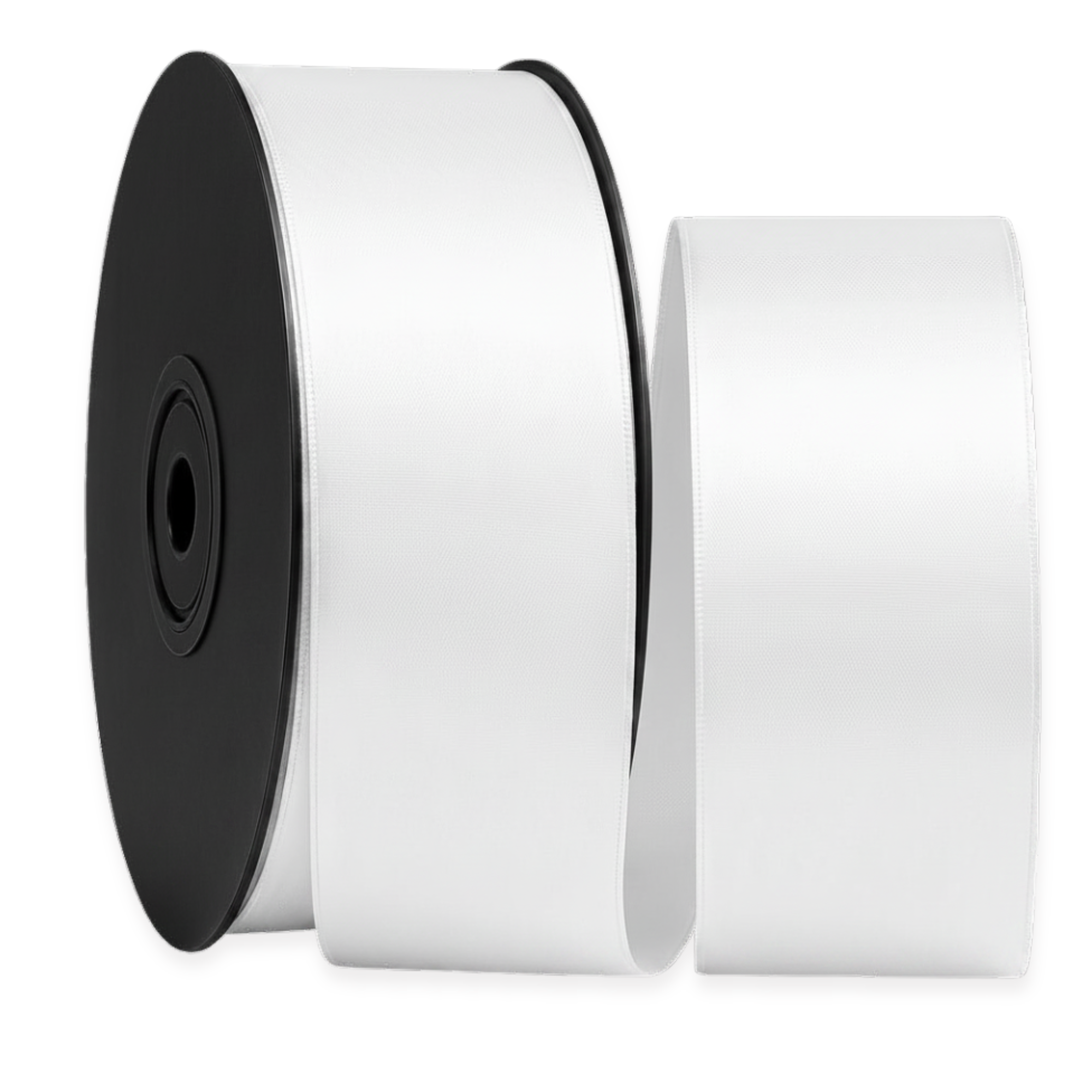 Deluxe-Satinbandrolle, beidseitig verwendbar, 25 m – Breiten 3–63 mm – Oeko-Tex Standard 100