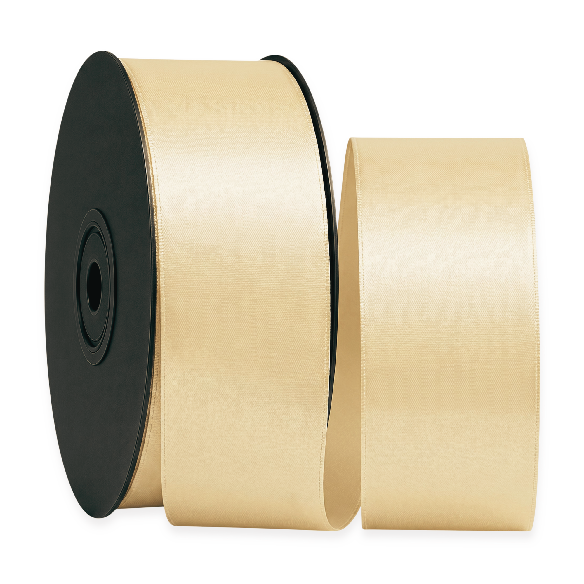 Deluxe-Satinbandrolle, beidseitig verwendbar, 25 m – Breiten 3–63 mm – Oeko-Tex Standard 100