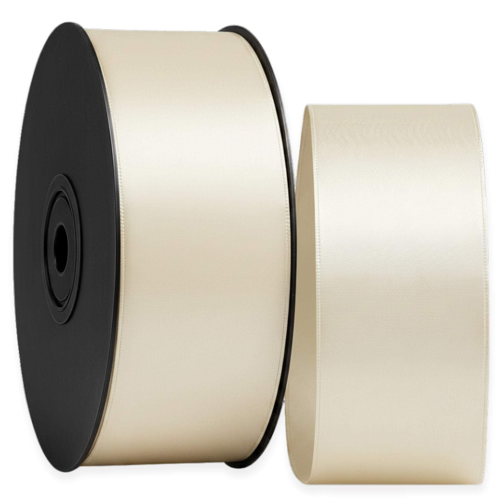 Deluxe-Satinbandrolle, beidseitig verwendbar, 25 m – Breiten 3–63 mm – Oeko-Tex Standard 100