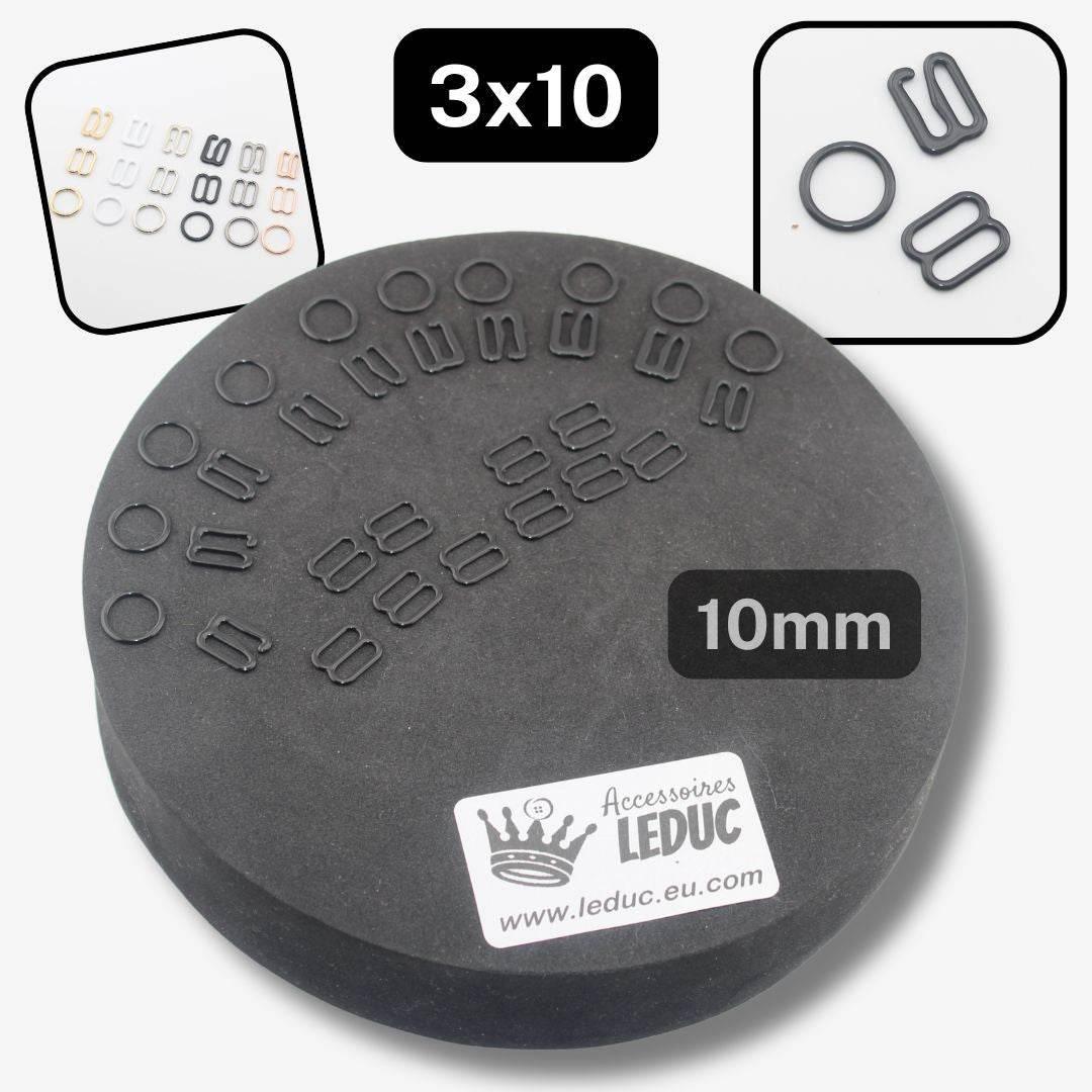 Lingerie Buckles 10mm available in Black, Gunmetal, Silver or White, in Shapes Round, Slider or Slider Hook - ACCESSOIRES LEDUC BV