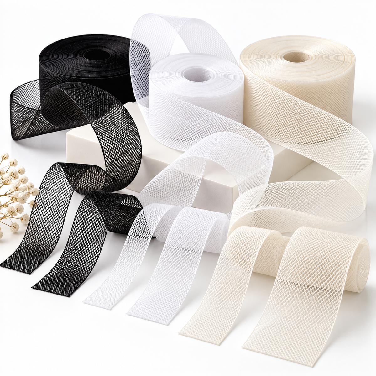 10 meter Horsehair Braid Tape for Dressmaking, Black White or Offwhite; Hem Support and Structured Garments 20 - 100 mm