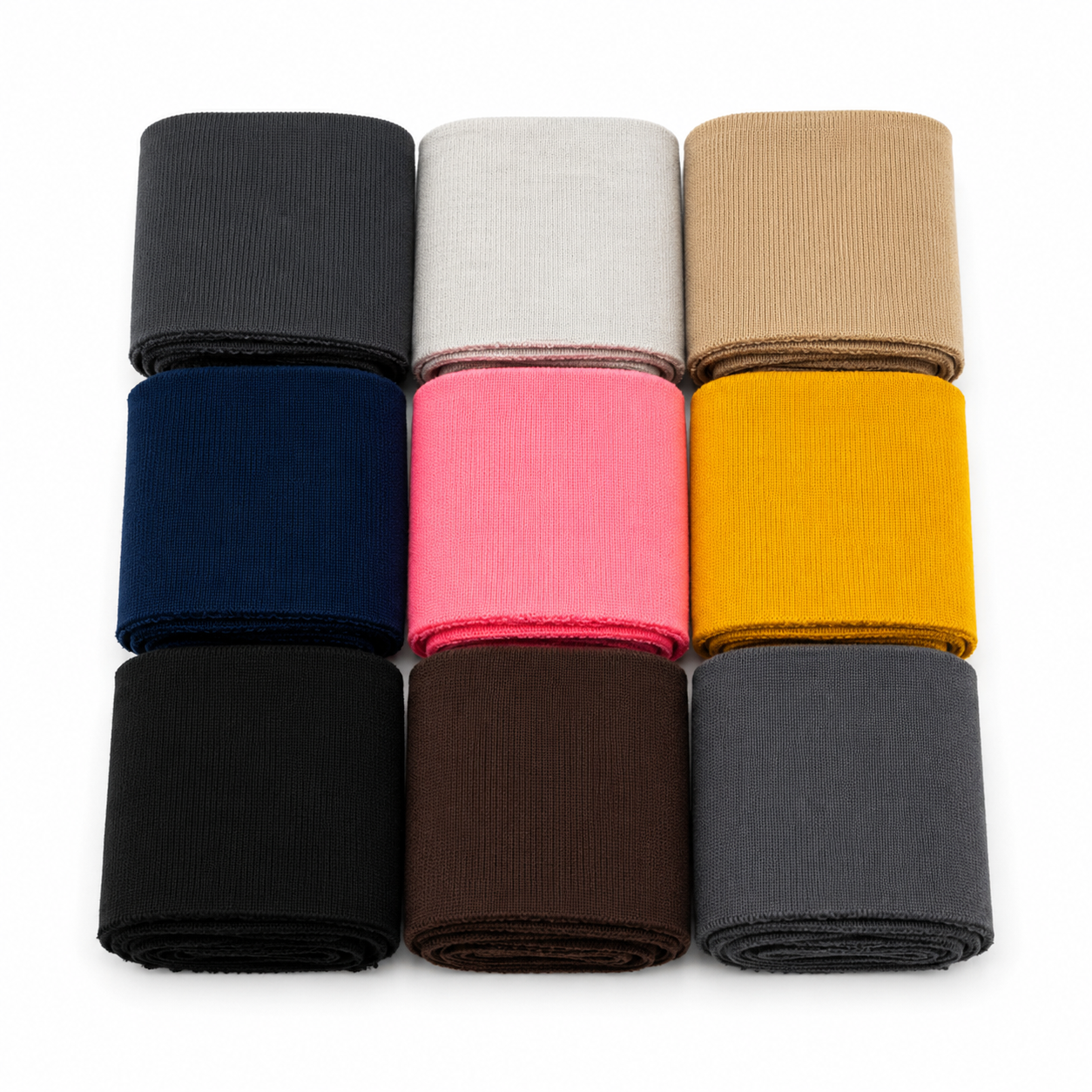 Puños de canalé de punto lisos, sin lúrex, para chaquetas, suéteres y costura