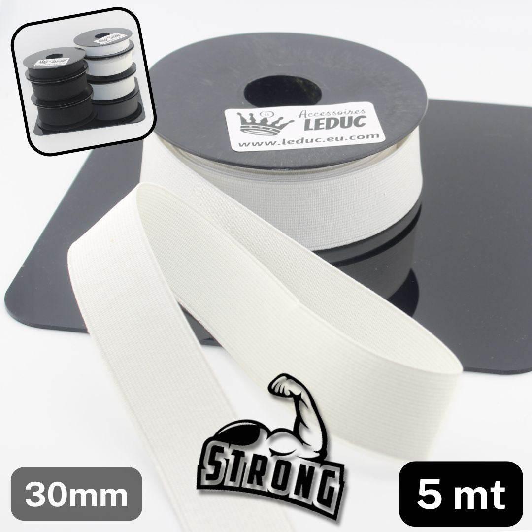 5 meters Super Strong Elastic - High Tension - Black or White available in sizes 20mm 25mm or 30mm #ELCOT - ACCESSOIRES LEDUC BV