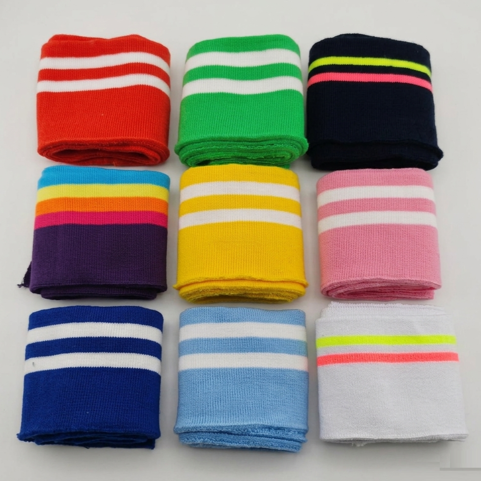 Knitted Striped Ribbing Cuffs - without Lurex - for Jackets Sweaters & Sewing
