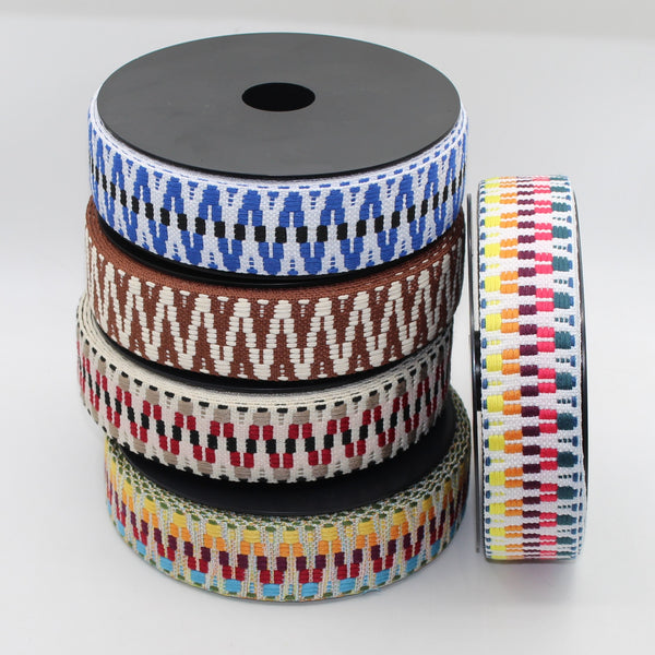 Fettuccia etnica a zig zag da 5 m, 38 mm, per borse, tracolle e cucito fai da te