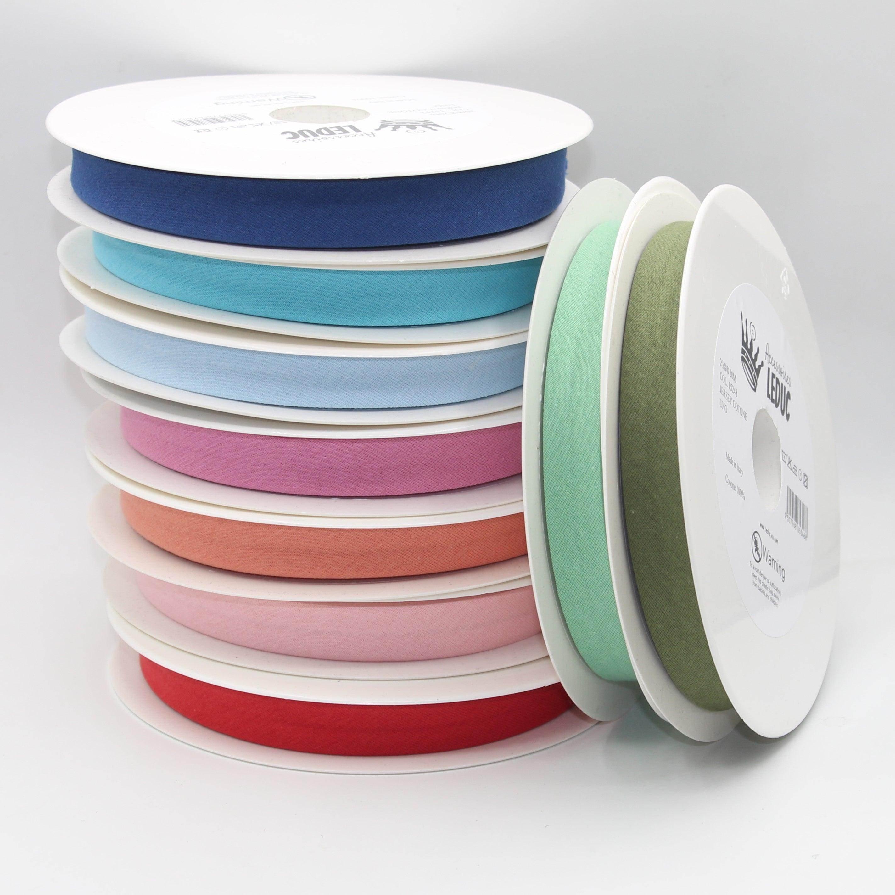 20 meters Cotton Jersey Bias Binding 20mm (20+8+8) 100% Cotton Made in Italy - ACCESSOIRES LEDUC BV