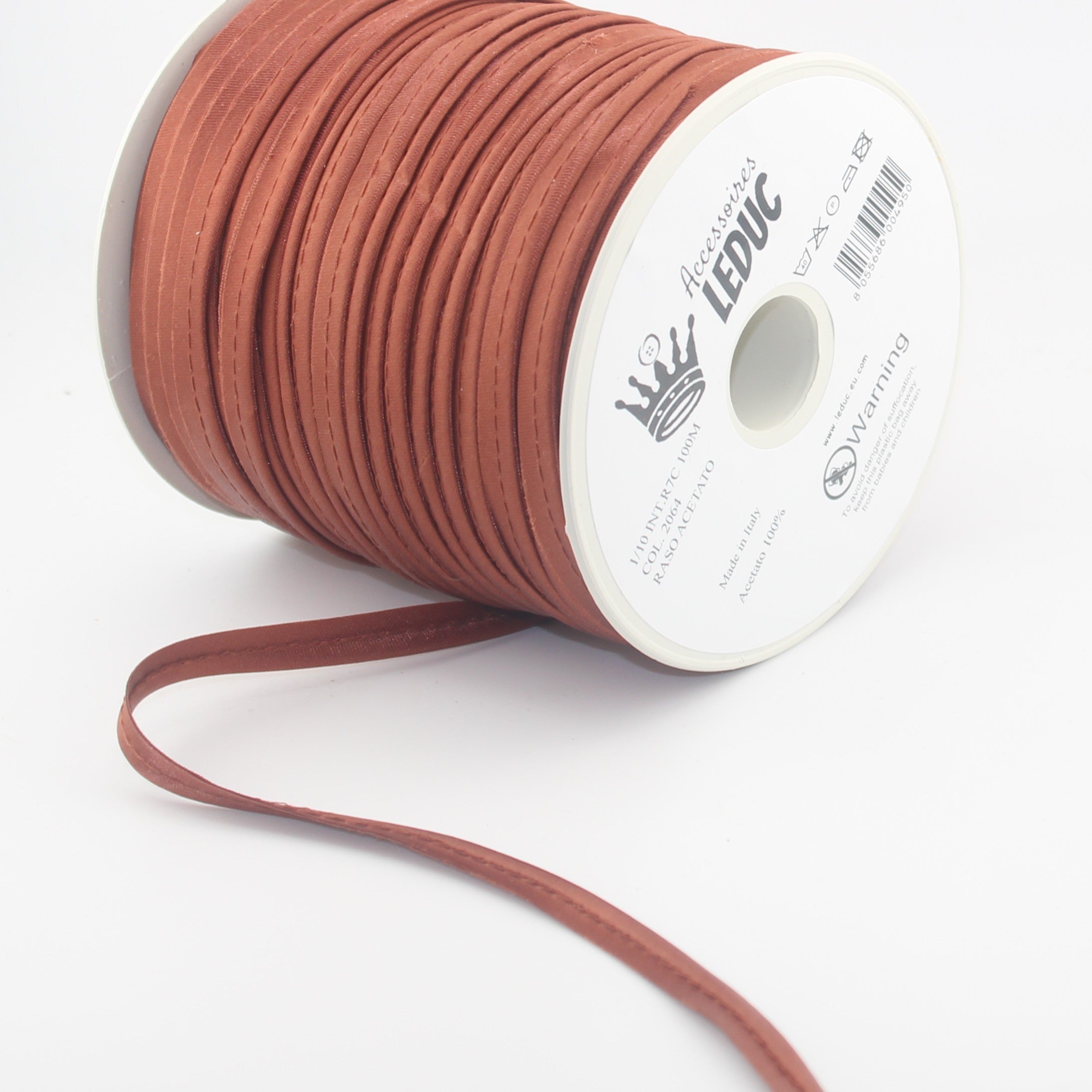 Passepoil en satin, rouleau de 100 m, 10 mm
