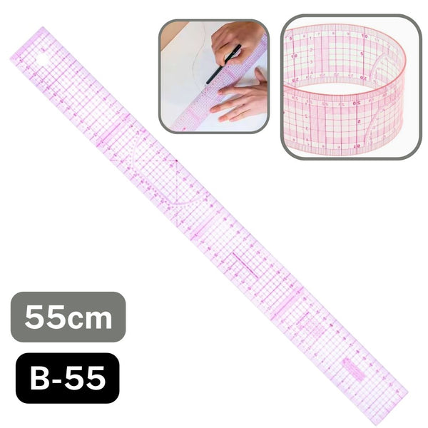 Règle japonaise flexible 55cm pour couture, transparente avec marquages précis, B-55.