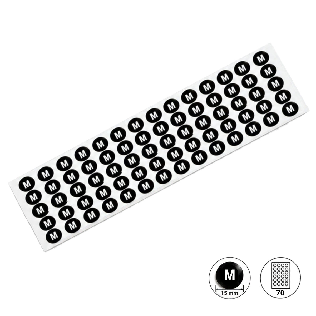 5 Sheets (350 labels) Black Garment Size Stickers for Clothes Hangers – 15 mm