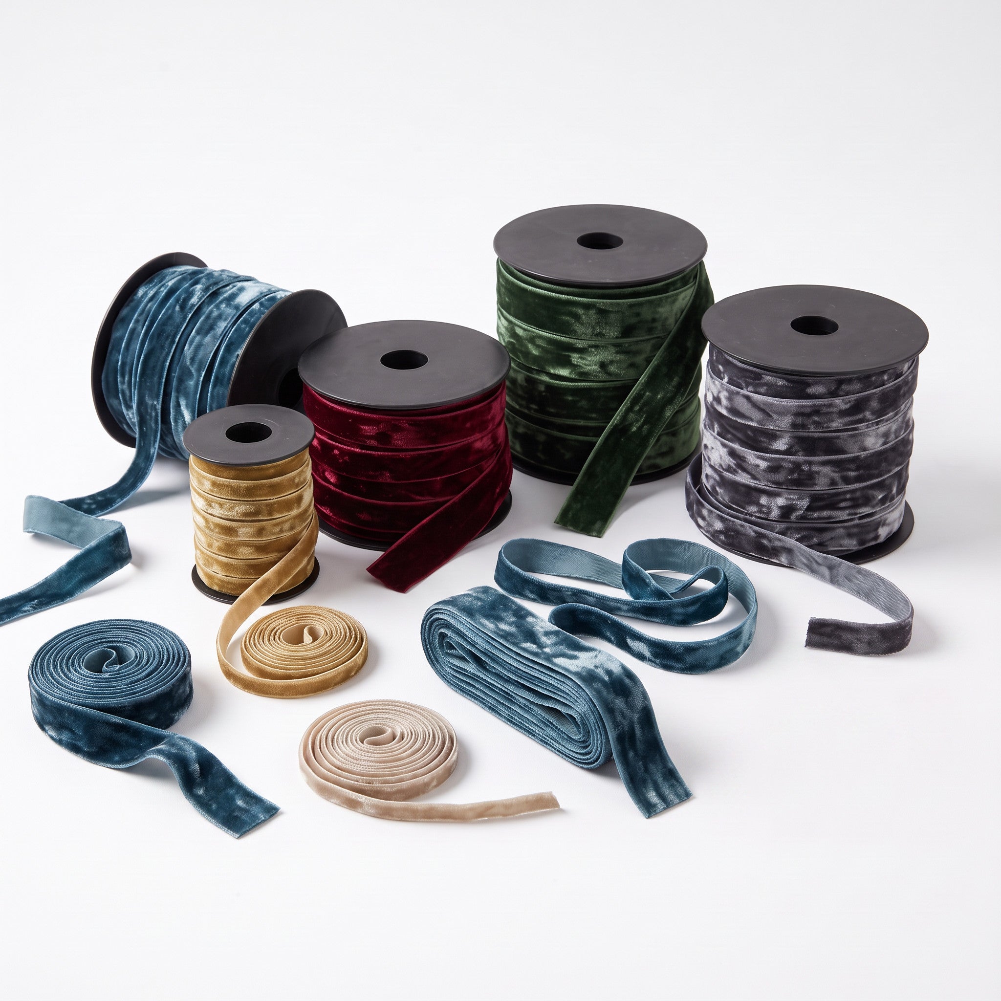Crushed Velvet Ribbon – 5 Metres – Various Widths & Colours – Soft Crushed Velvet Trim for Sewing, Crafts, Fashion & Gift Wrapping