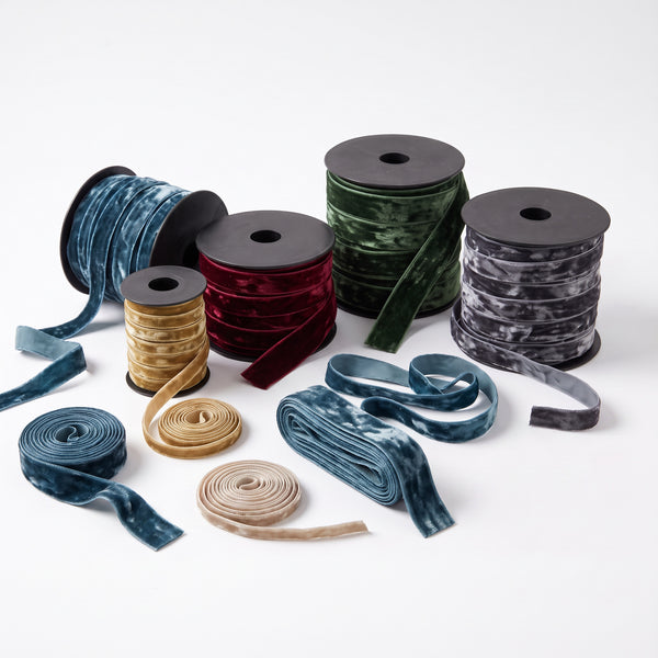 Crushed Velvet Ribbon – 5 Metres – Various Widths & Colours – Soft Crushed Velvet Trim for Sewing, Crafts, Fashion & Gift Wrapping
