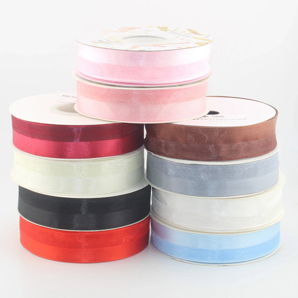 40 meters 25mm Half Satin and Half Organza Ribbon #ORG4767 - ACCESSOIRES LEDUC BV