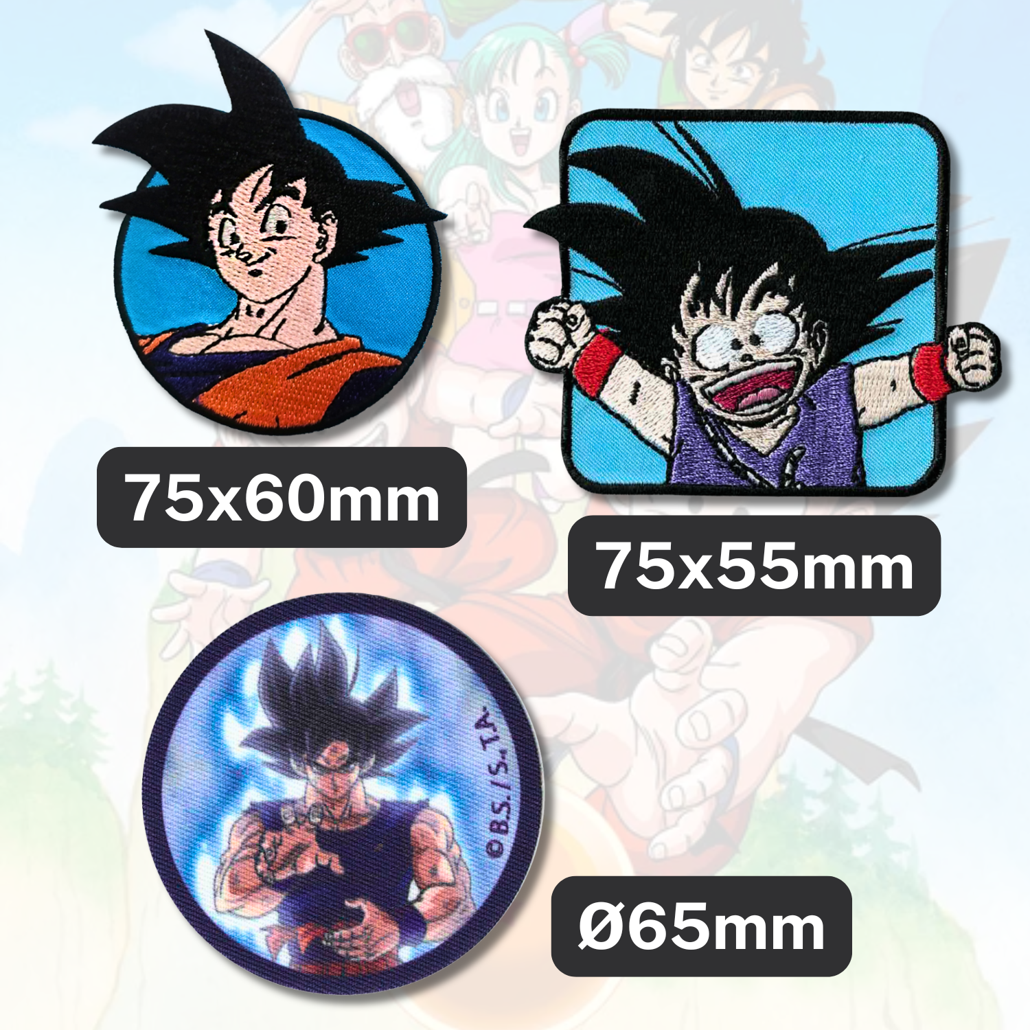 Set aus 3 Kinder- und Anime-Aufbügel-Patches für Kleidung und Taschen