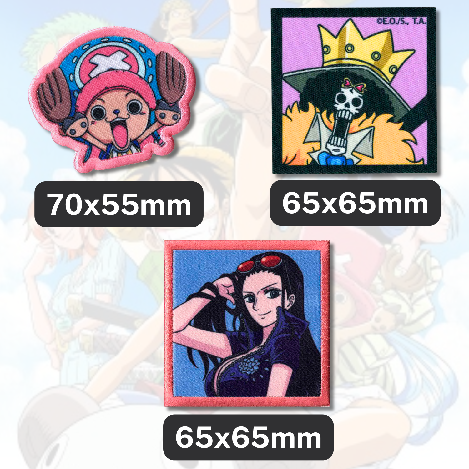 Set aus 3 Kinder- und Anime-Aufbügel-Patches für Kleidung und Taschen