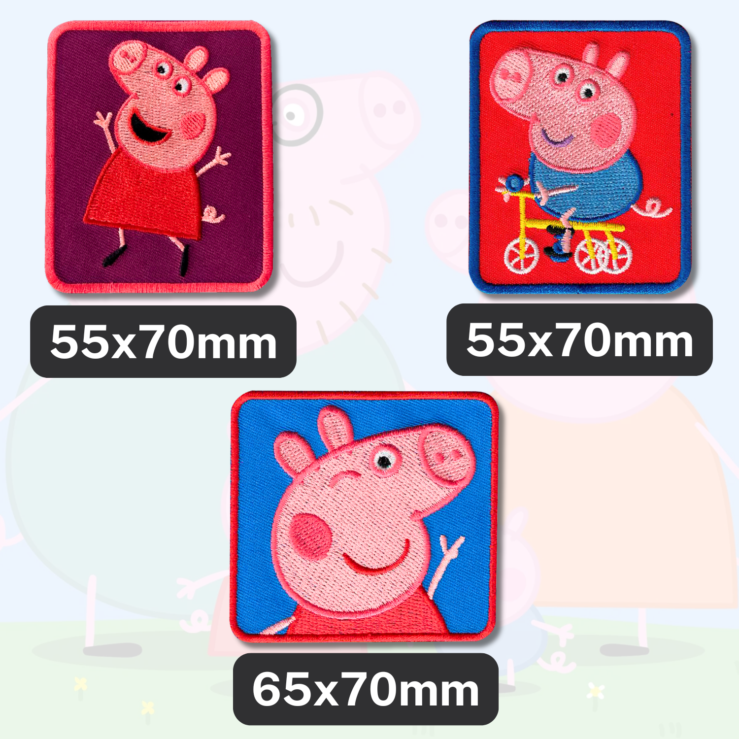 Set aus 3 Kinder- und Anime-Aufbügel-Patches für Kleidung und Taschen