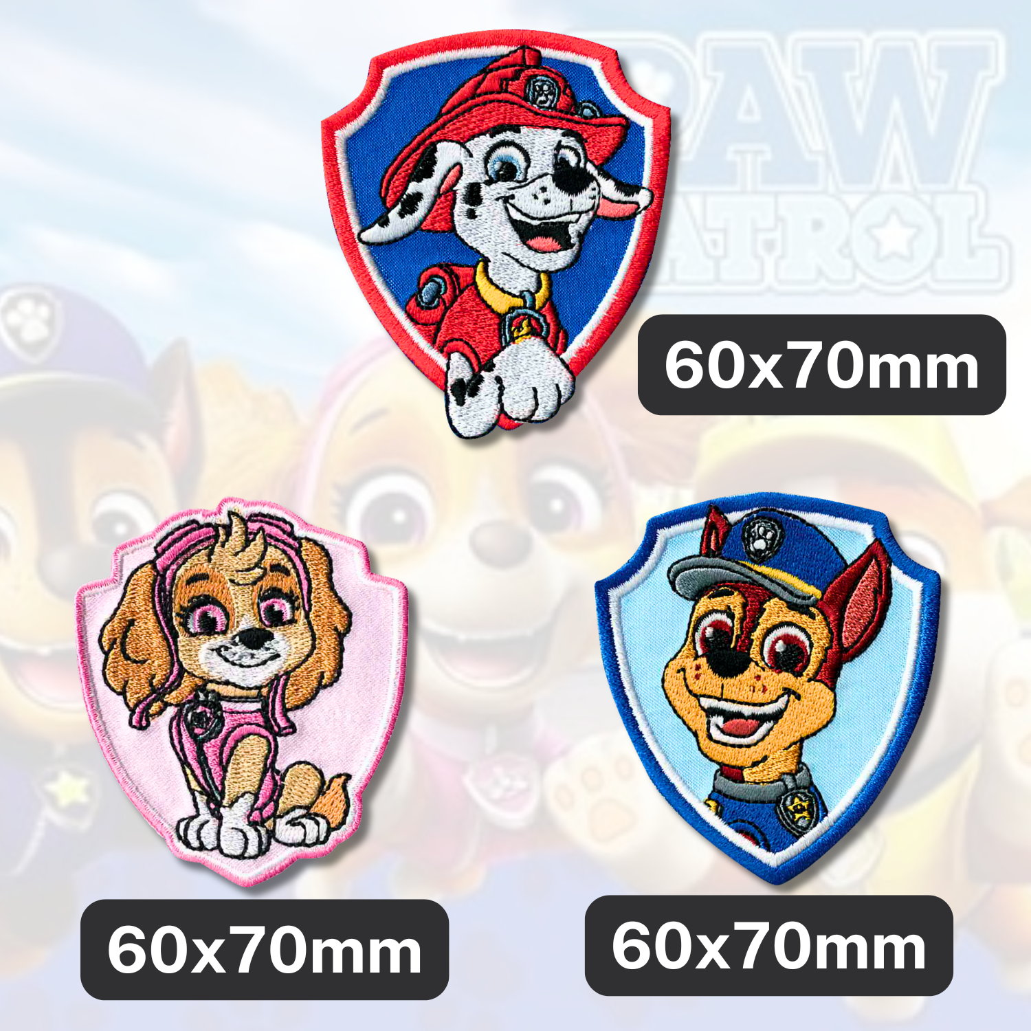 Set aus 3 Kinder- und Anime-Aufbügel-Patches für Kleidung und Taschen