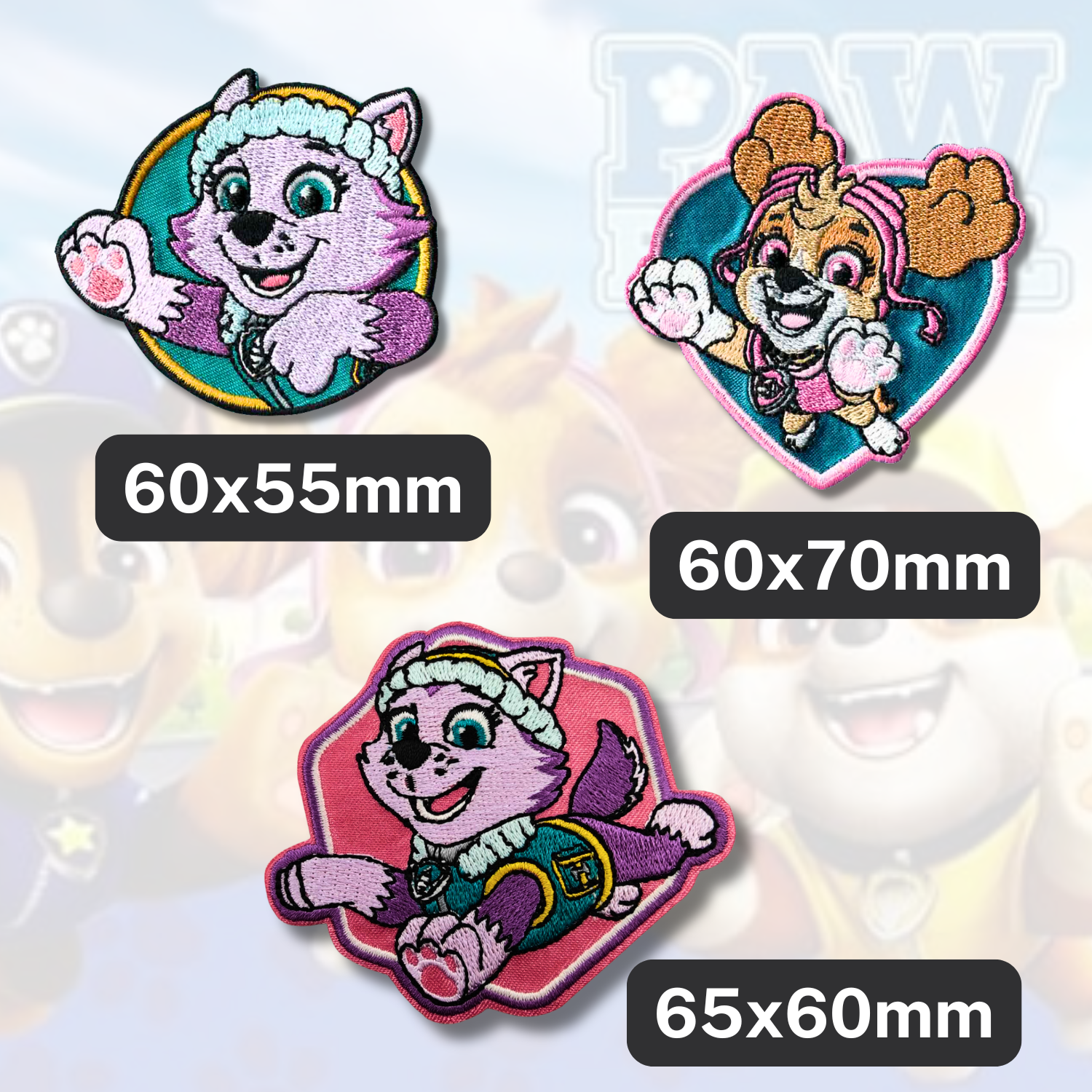 Set aus 3 Kinder- und Anime-Aufbügel-Patches für Kleidung und Taschen