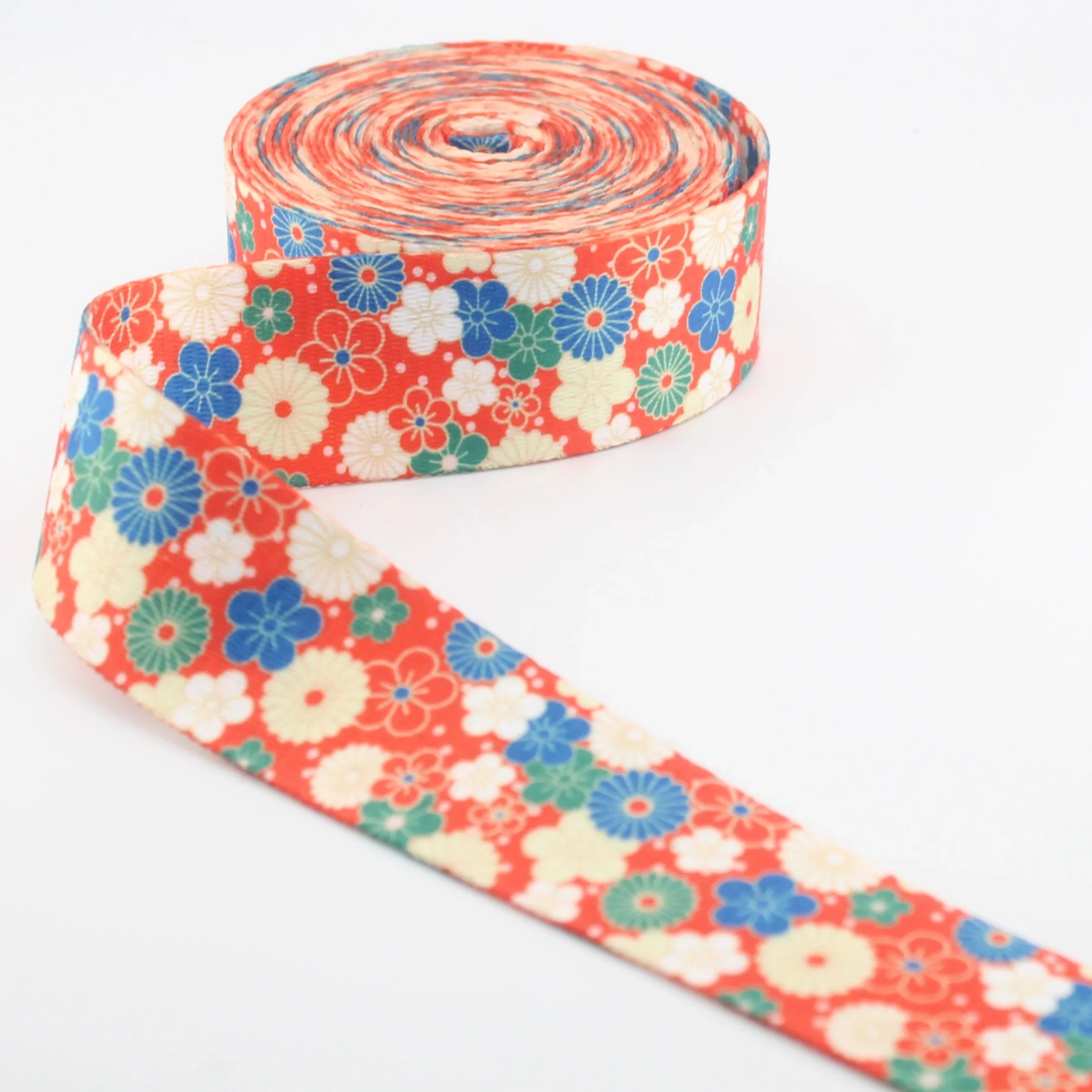 5 meters 38mm Floral Design Printed Polyester Webbing #RUB3580 - ACCESSOIRES LEDUC BV