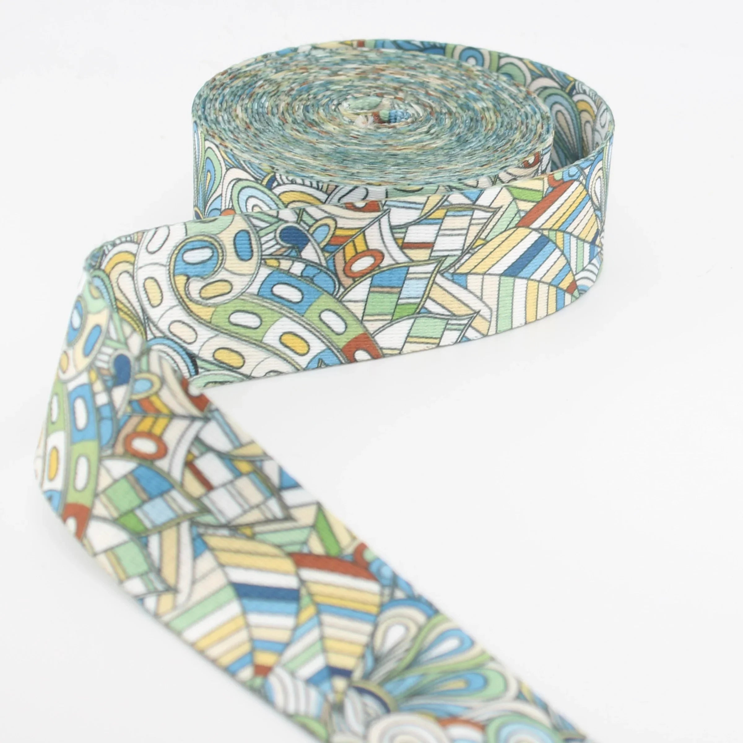 5 meters 38mm Paisley Design Printed Polyester Webbing #RUB3581 - ACCESSOIRES LEDUC BV