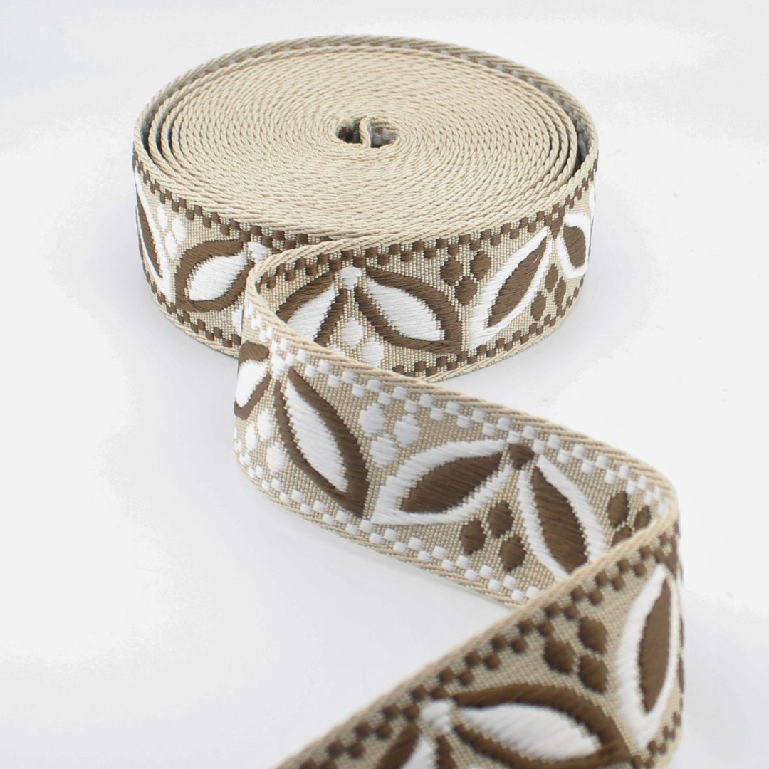 Floral Jacquard Webbing 38 mm | Decorative Woven Strap for Bags, Guitar Straps, Belts & Upholstery (RUB3585)