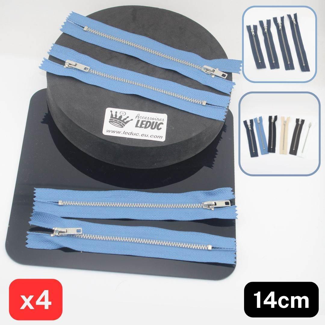 Set of 4 Trouser Metal Zippers - available in 12cm, 14cm, 16cm or 18cm - in Black, White, Blue, Navy, Beige or Brown - ACCESSOIRES LEDUC BV