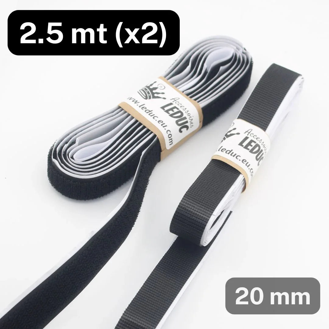 2.5 meters Adhesive Super Strong Hook & Loop tape (Velcro type) available in 20 50 or 100mm #HNL506 - ACCESSOIRES LEDUC BV