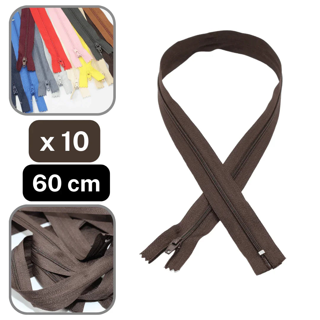 10 Coloured Nylon Zippers available in 18cm, 20cm, 35cm or 60cm #ZNP - ACCESSOIRES LEDUC BV