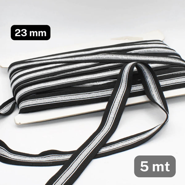 5 Meters Mesh Band in White Silver and Black, High quality Band for Clothing Accessories-23MM - ACCESSOIRES LEDUC BV