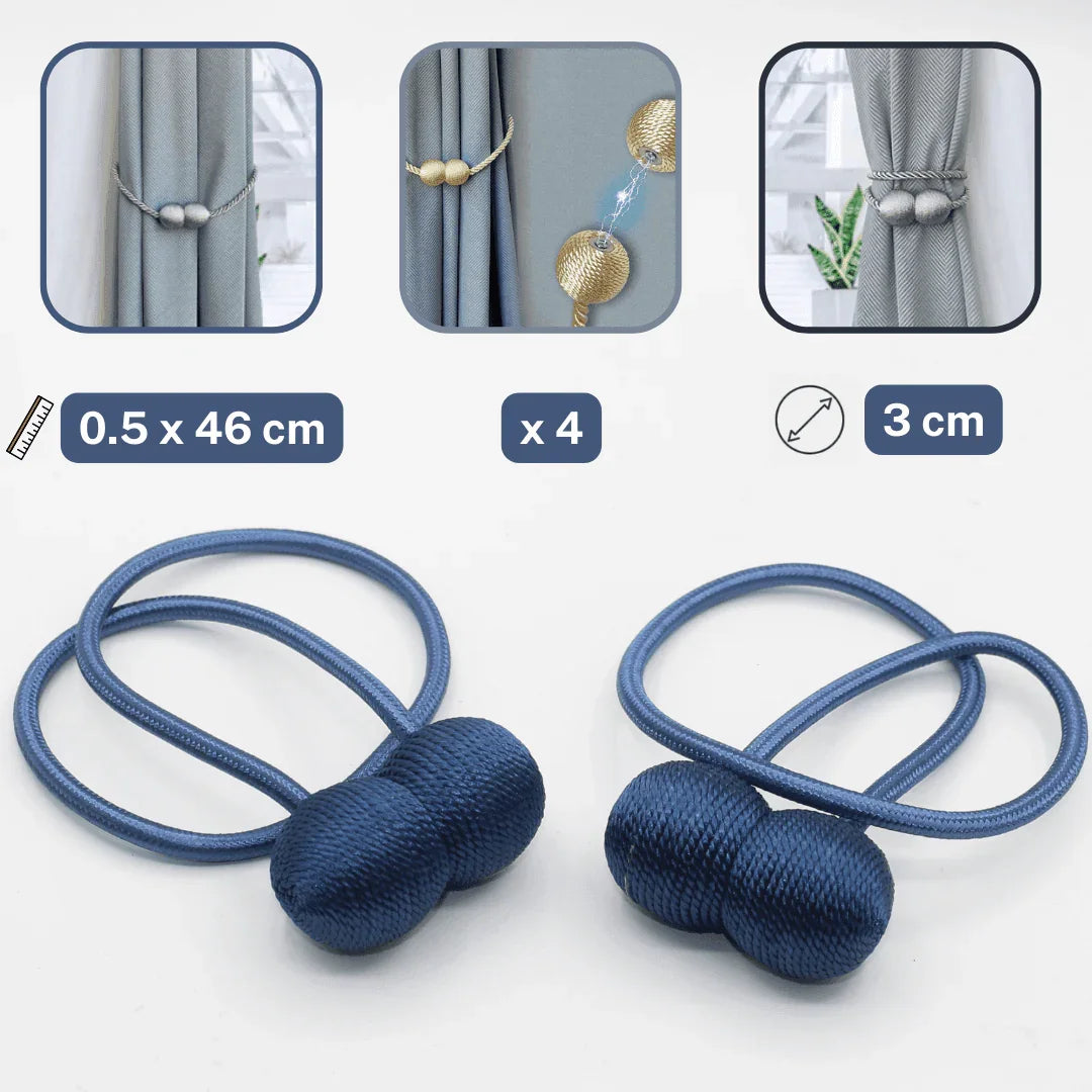 2 pairs (4 pieces - suitable for 2 windows) Magnetic Tie-Backs for Curtains #EMB02 - ACCESSOIRES LEDUC BV