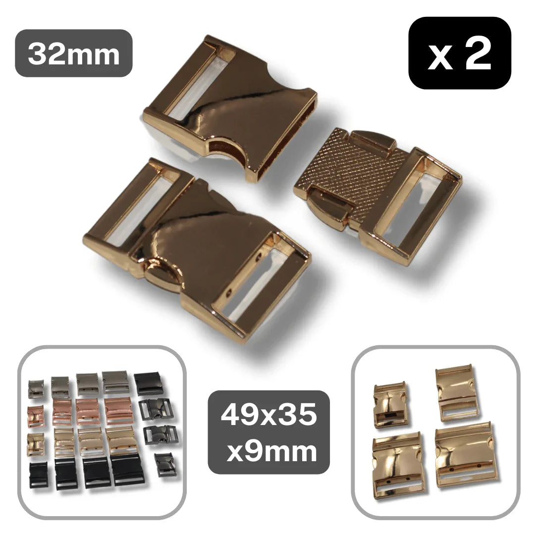 Set of 2 Metallic Clipsable Buckles available in 20mm, 25mm, 32mm or 38mm (in color Gold, Gunmetal, Mat Black, Pink Gold or Silver) #BMEx068 - ACCESSOIRES LEDUC BV