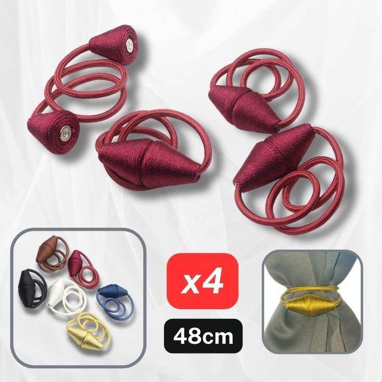 2 pairs (4 pieces - suitable for 2 windows) Magnetic Conic Tie-Backs for Curtains #EMB06 - ACCESSOIRES LEDUC BV