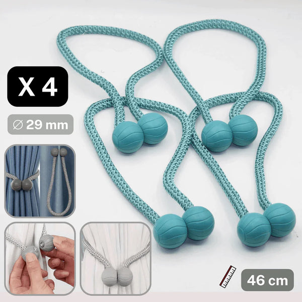 2 pairs (4 pieces - suitable for 2 windows) Magnetic Modern Balls Tie-Backs for Curtains #EMB03 - ACCESSOIRES LEDUC BV