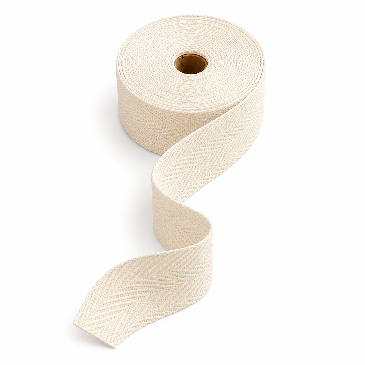 5 m 100% Cotton Herringbone Tape – White, Black or Ecru