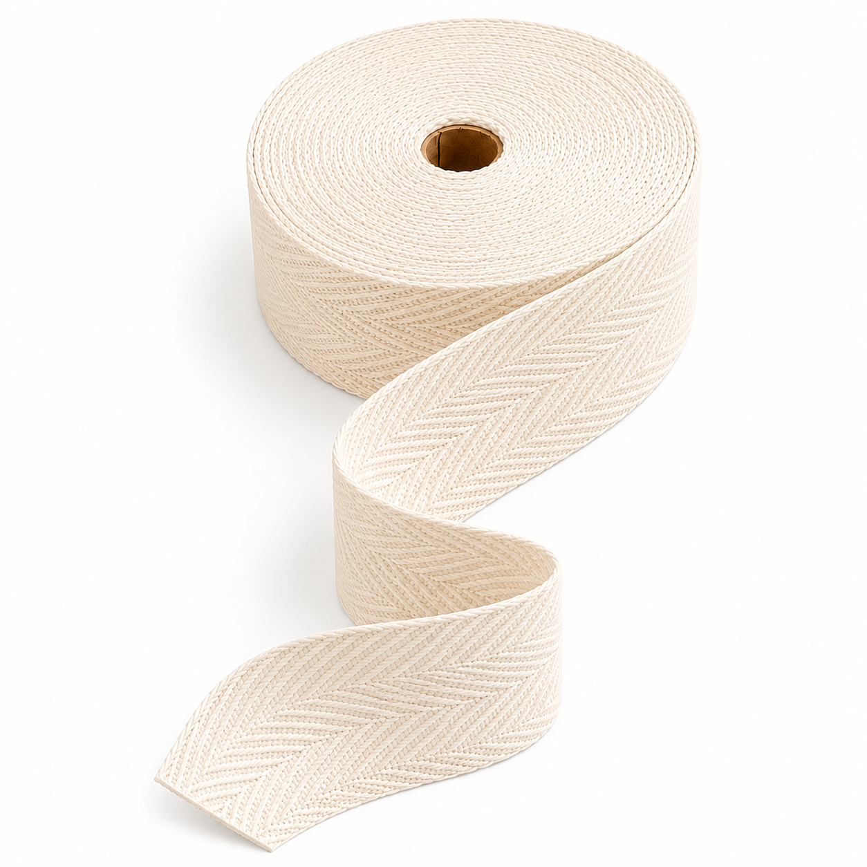5 m 100% Cotton Herringbone Tape – White, Black or Ecru
