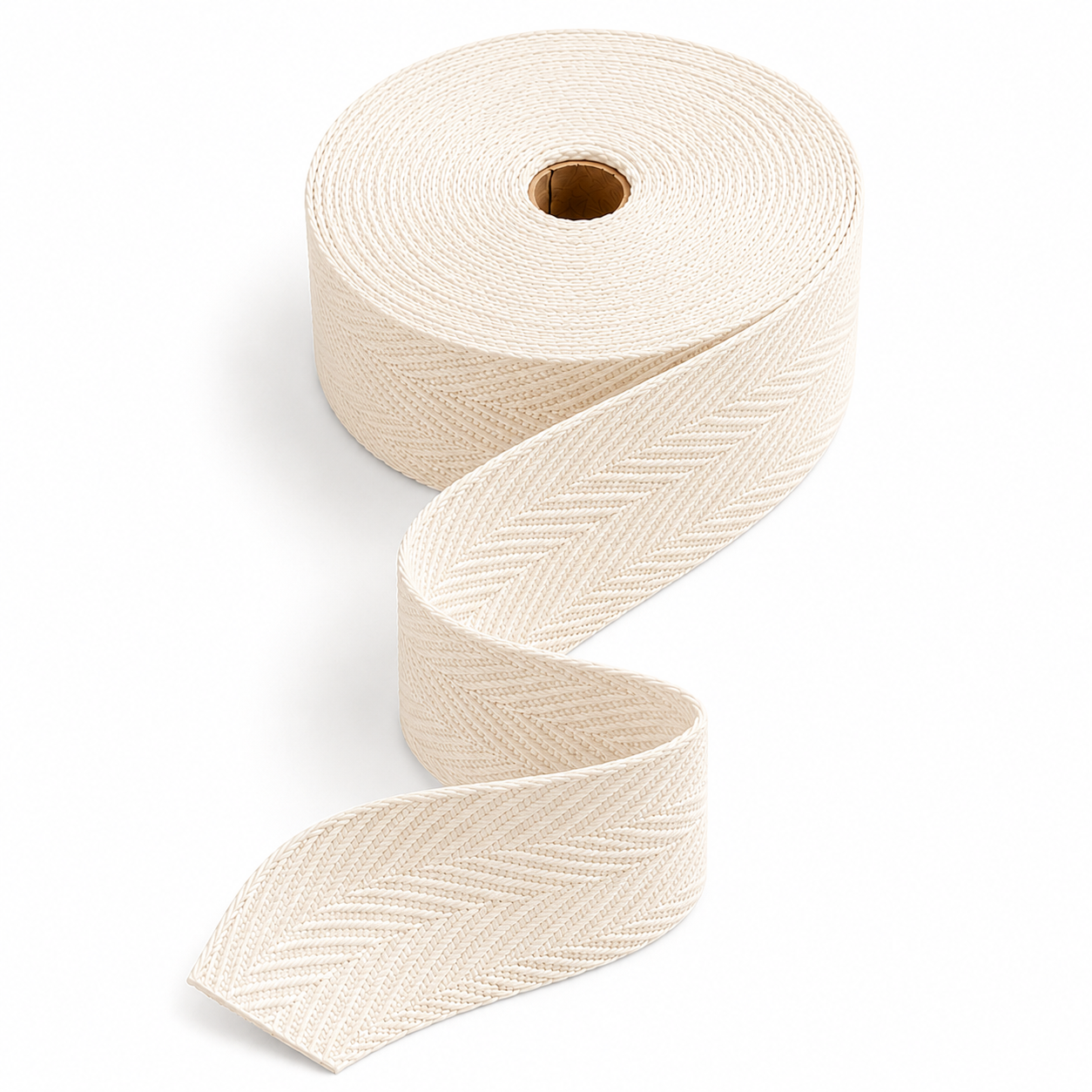 5 m 100% Cotton Herringbone Tape – White, Black or Ecru