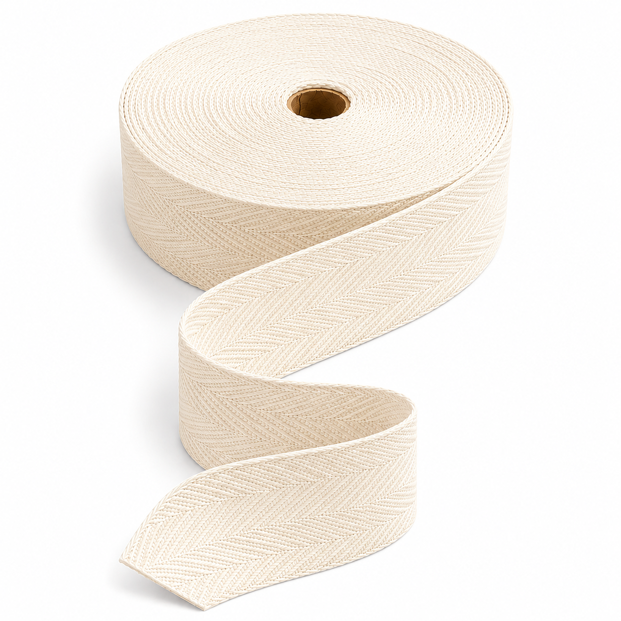 5 m 100% Cotton Herringbone Tape – White, Black or Ecru