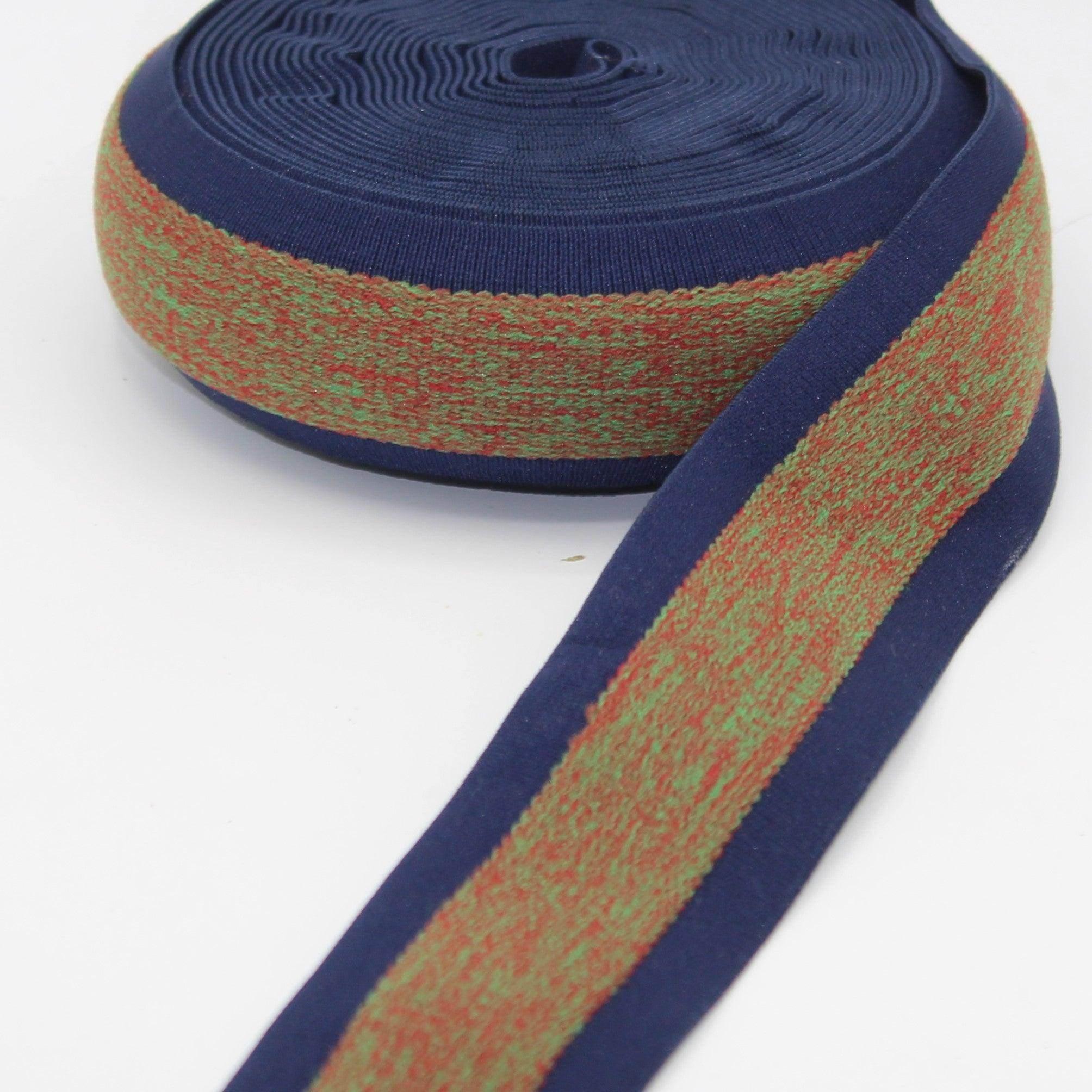 5 meters 40mm Bicolor Striped Soft Elastic #ELA3607 - ACCESSOIRES LEDUC BV