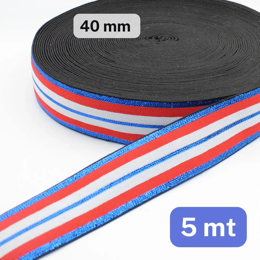 5 meters of Striped Lurex ELASTIC-40mm - ACCESSOIRES LEDUC BV